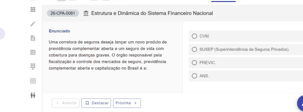 Interface mostrando resolução de questões preparatorias na plataforma